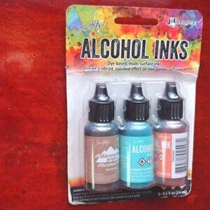 Ranger Adirondack Alcohol Ink .5oz, 3-Pack, hazelnut, pool, Mountain Rose